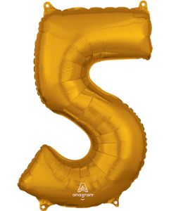 LRG SHP NUMBER MID-SIZE 5 GOLD ANAGRAM 26" (PKG)