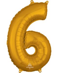 LRG SHP NUMBER MID-SIZE 6 GOLD ANAGRAM 26" (PKG)