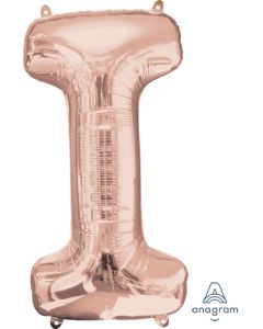 LRG SHP LETTER I ROSE GOLD ANAGRAM 32" (PKG)(D)
