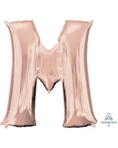 LRG SHP LETTER M ROSE GOLD ANAGRAM 33" (PKG)(D)