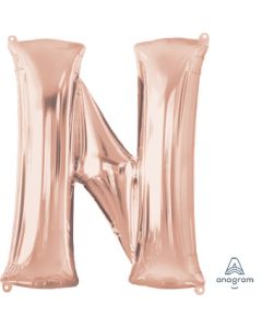 LRG SHP LETTER N ROSE GOLD ANAGRAM 32" (PKG)(D)