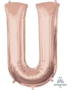 LRG SHP LETTER U ROSE GOLD ANAGRAM 33" (PKG)(D) sale