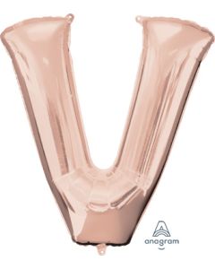 LRG SHP LETTER V ROSE GOLD ANAGRAM 32" (PKG)(D) sale