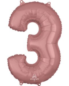 LRG SHP NUMBER MID-SIZE 3 ROSE GOLD ANAGRAM 26" (PKG)