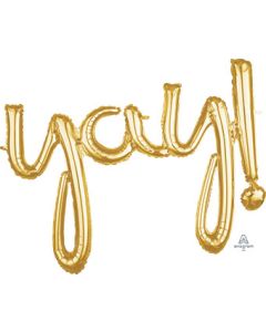 CONSUMER INFLATED PHRASE SCRIPT YAY! GOLD 35" (PKG)(D)