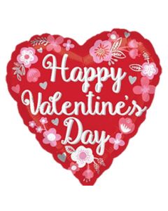 9H HVD RED HEART WITH PINK FLOWERS AIR FILL ONLY (D)