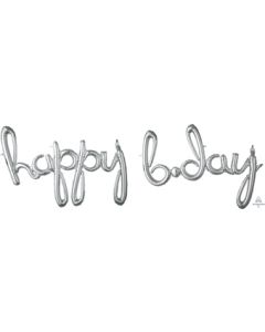 CONSUMER INFLATED PHRASE (HAPPY 39")(BDAY 37") SILVER (PKG)