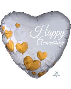 18H HAPPY ANNIVERSARY PLATINUM HEARTS SATIN LUXE (PKG)