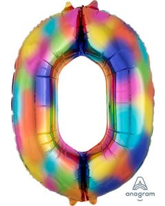 LRG SHP NUMBER 0 RAINBOW SPLASH ANAGRAM 35" (POLY)(D) sale