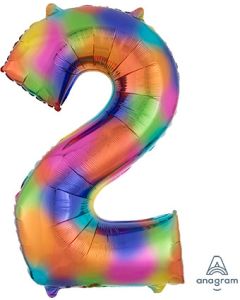 LRG SHP NUMBER 2 RAINBOW SPLASH ANAGRAM 33" (PKG)(D) sale