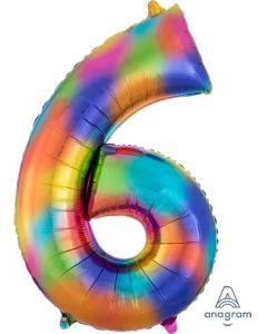LRG SHP NUMBER 6 RAINBOW SPLASH ANAGRAM 34" (PKG)(D) sale