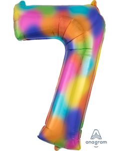 LRG SHP NUMBER 7 RAINBOW SPLASH ANAGRAM 35" (PKG)(D) sale