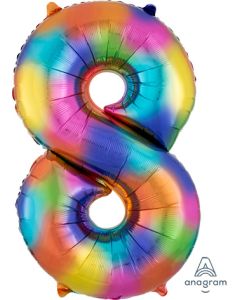 LRG SHP NUMBER 8 RAINBOW SPLASH ANAGRAM 34" (PKG)(D) sale