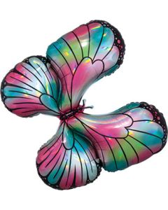 LRG SHP IRIDESCENT TEAL & PINK BUTTERFLY (HOLO) 30" (PKG)