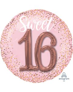 LRG SHP SWEET SIXTEEN BLUSH (MULTI-BALLOON) 36" (PKG)(D)