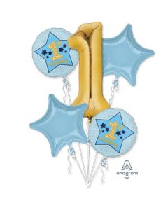 BOUQUET HB BOY 1ST BIRTHDAY BLUE & GOLD (PKG)(D)