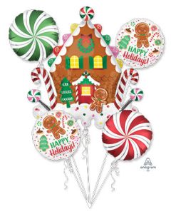 BOUQUET GINGERBREAD HOUSE & CANDY (PKG)(D)