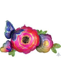 LRG SHP SATIN FLOWERS & BUTTERFLY 37" (PKG)(D)