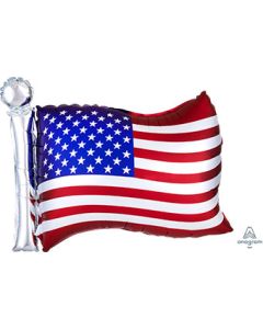 LRG SHP AMERICAN FLAG SATIN 27"