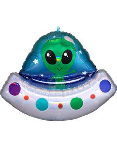 LRG SHP IRIDESCENT ALIEN SPACE SHIP (HOLO) 28" (PKG)
