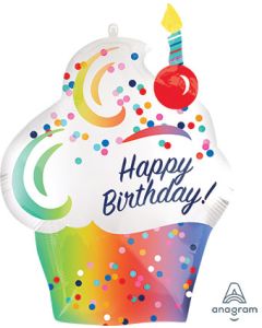 LRG SHP HB RAINBOW OMBRE CUPCAKE 27" (PKG)