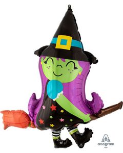 LRG SHP CUTE WITCH ON BROOM 38" (PKG)(D) sale