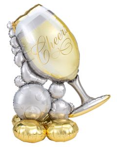 AIRLOONZ CHEERS CHAMPAGNE WINE GLASS BUBBLY 51" (PKG)