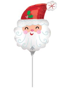 MIN SHP SMILEY SANTA HEAD SATIN AIR FILL ONLY (D)