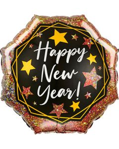 LRG SHP HAPPY NEW YEAR GOLD SPARKLE 22" (PKG)(D) sale