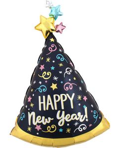 LRG SHP CONFETTI PARTY HAT HAPPY NEW YEAR 36" (PKG)(D) sale