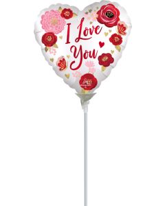 4H LOVE YOU FLOWERS SATIN AIR FILL ONLY