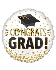 28C CONGRATS GRAD GOLD GLITTER (PKG)