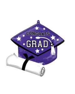 LRG SHP CONGRATS GRAD TRUE TO YOUR SCHOOL PURPLE 25"(PKG)(D)