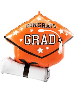 LRG SHP CONGRATS GRAD TRUE TO YOUR SCHOOL ORANGE 25" (PKG)