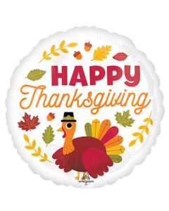 18C HAPPY THANKSGIVING PILGRIM TURKEY COLORFUL TAIL (D)