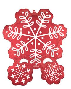 LRG SHP SNOWFLAKE NORDIC RED SATIN 31" (PKG)(D) sale