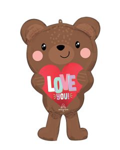 LRG SHP LOVE YOU BEAR SATIN 30" (PKG)