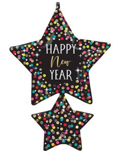 LRG SHP HNY COLORFUL CONFETTI STARS 37" (PKG)(D) sale