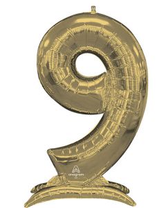 LRG SHP STAND-UP NUMBERZ 9 WHITE GOLD ANAGRAM 50" (PKG)(D)