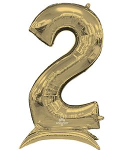 LRG SHP STAND-UP NUMBERZ 2 WHITE GOLD ANAGRAM 50" (PKG)(D)