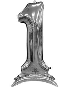 LRG SHP STAND-UP NUMBERZ 1 SILVER ANAGRAM 50" (PKG)(D)