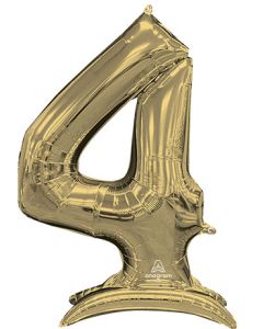 LRG SHP STAND-UP NUMBERZ 4 WHITE GOLD ANAGRAM 50" (PKG)(D)