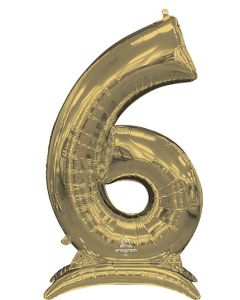 LRG SHP STAND-UP NUMBERZ 6 WHITE GOLD ANAGRAM 50" (PKG)(D)