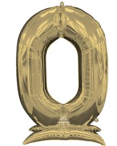 LRG SHP STAND-UP NUMBERZ 0 WHITE GOLD ANAGRAM 50" (PKG)(D)