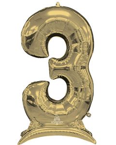 LRG SHP STAND-UP NUMBERZ 3 WHITE GOLD ANAGRAM 50" (PKG)(D)