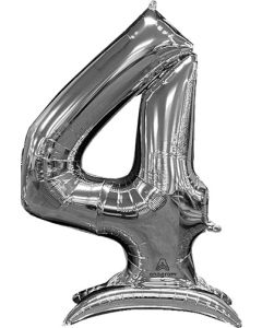LRG SHP STAND-UP NUMBERZ 4 SILVER ANAGRAM 50" (PKG)(D)