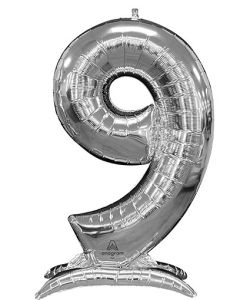 LRG SHP STAND-UP NUMBERZ 9 SILVER ANAGRAM 50" (PKG)(D)