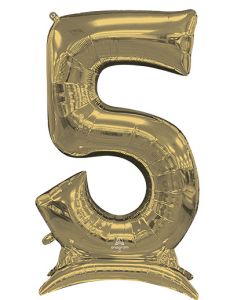 LRG SHP STAND-UP NUMBERZ 5 WHITE GOLD ANAGRAM 50" (PKG)(D)