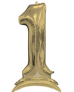LRG SHP STAND-UP NUMBERZ 1 WHITE GOLD ANAGRAM 50" (PKG)(D)