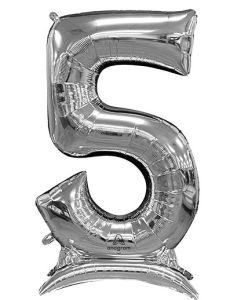 LRG SHP STAND-UP NUMBERZ 5 SILVER ANAGRAM 50" (PKG)(D)